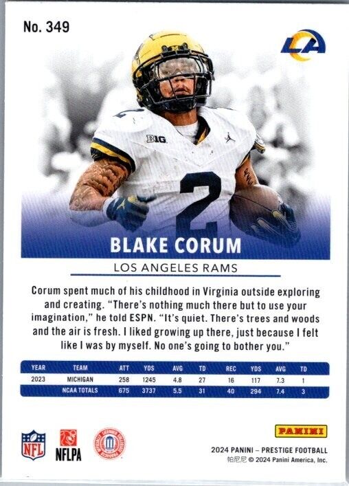 2024 Panini Prestige - Rookies #349 Blake Corum (RC)