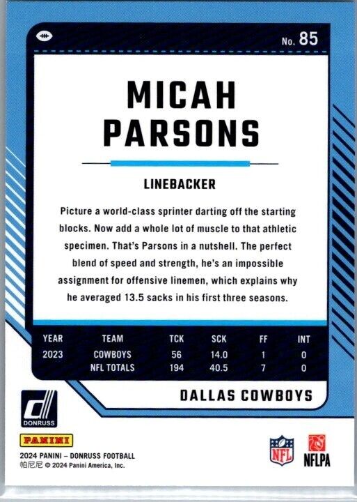 2024 Panini Donruss - #85 Micah Parsons