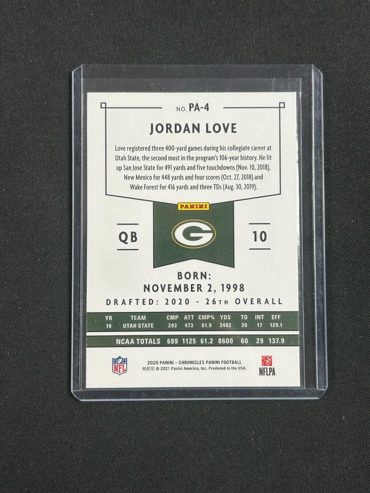 2020 Panini Chronicles - Panini #PA-4 Jordan Love (RC)