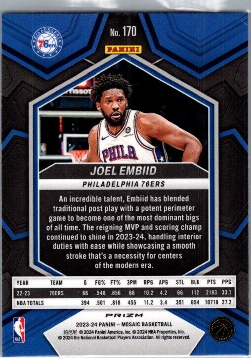 2023-24 Panini Mosaic Joel Embiid #170 Silver