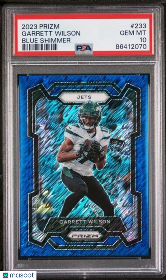 2023 Panini Prizm Blue Shimmer #233 Garrett Wilson PSA GEM MT 10