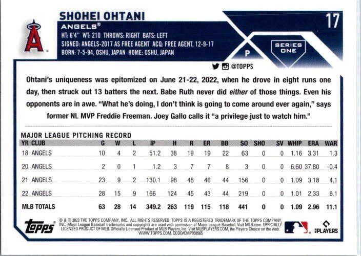 2023 Topps #17 Shohei Ohtani