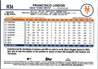 2024 Topps Holiday #H36 Francisco Lindor