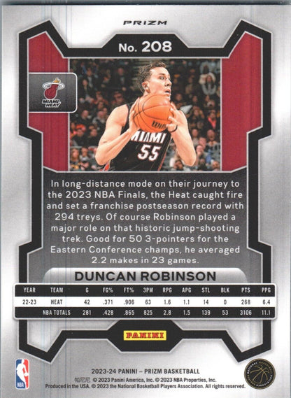 2023-24 Panini Prizm - Green #208 Duncan Robinson