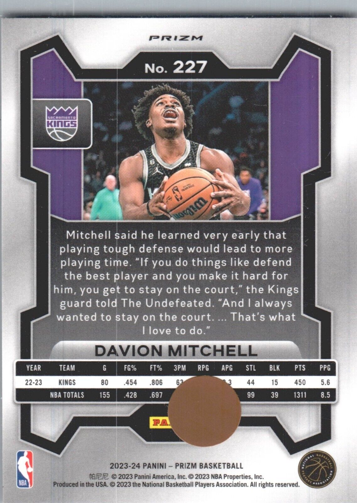 2023-24 Panini Prizm - Red Ice Prizm #227 Davion Mitchell