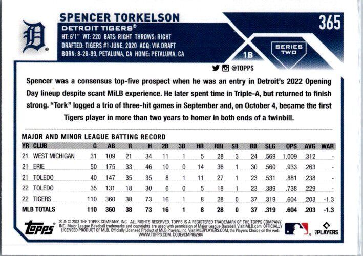 2023 Topps #365 Spencer Torkelson