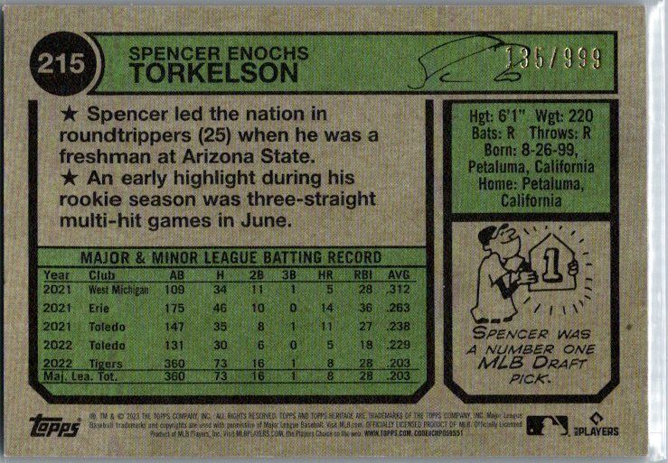 2023 Topps Heritage #215 Spencer Torkelson Chrome #/999