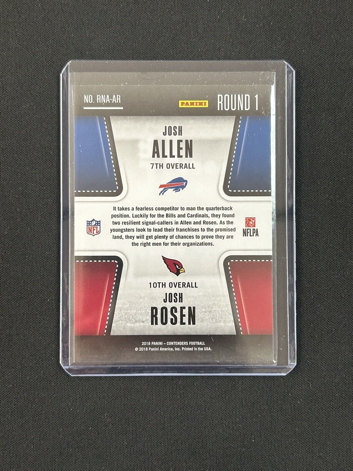 2018 Panini Contenders - Josh Allen / Rosen Rookie Round Numbers #RNA-AR