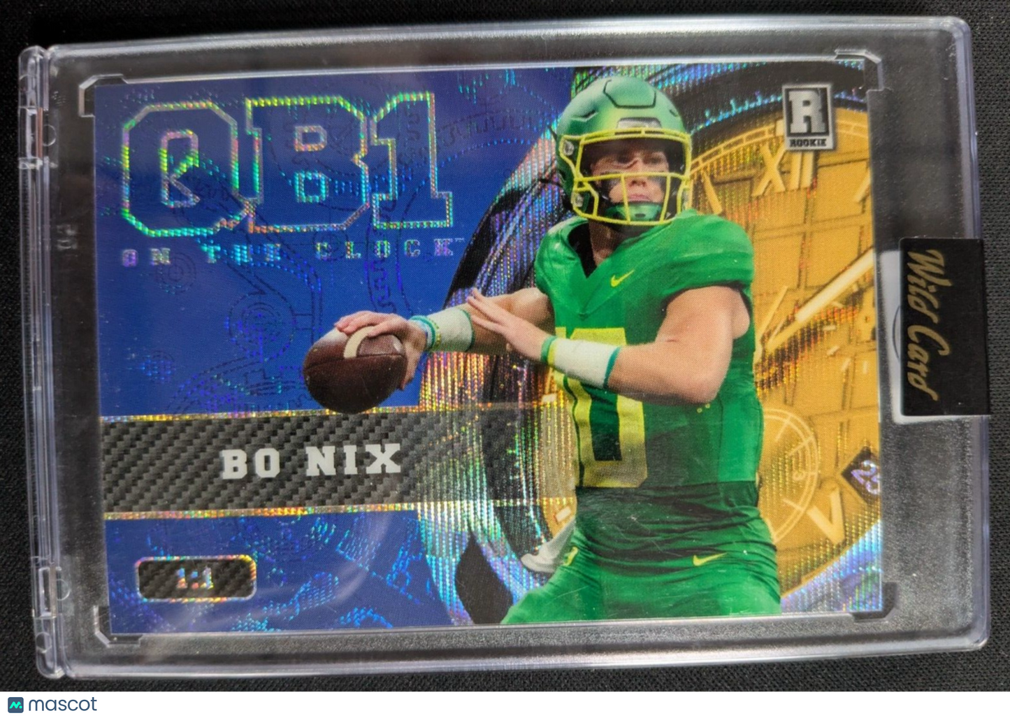 2023 Wild Card Blue On the Clock Yellow Bo Nix #OCW-BN1 (RC) 1/1