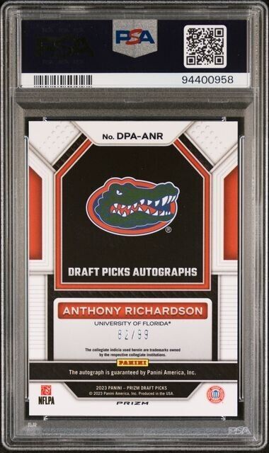 2023 Panini Prizm Draft Picks Red #DPAANR Anthony Richardson /99 PSA GEM MT 10