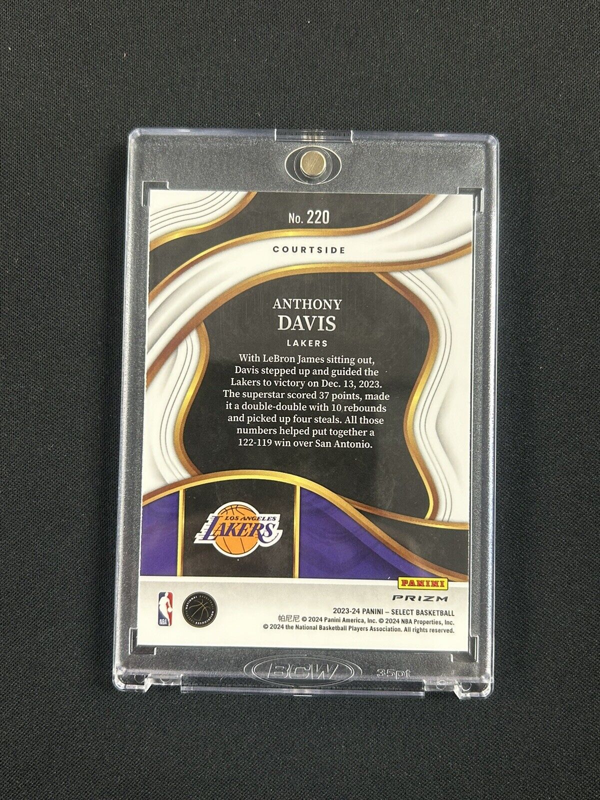 2023-24 Panini Select - Courtside Zebra Prizm #220 Anthony Davis