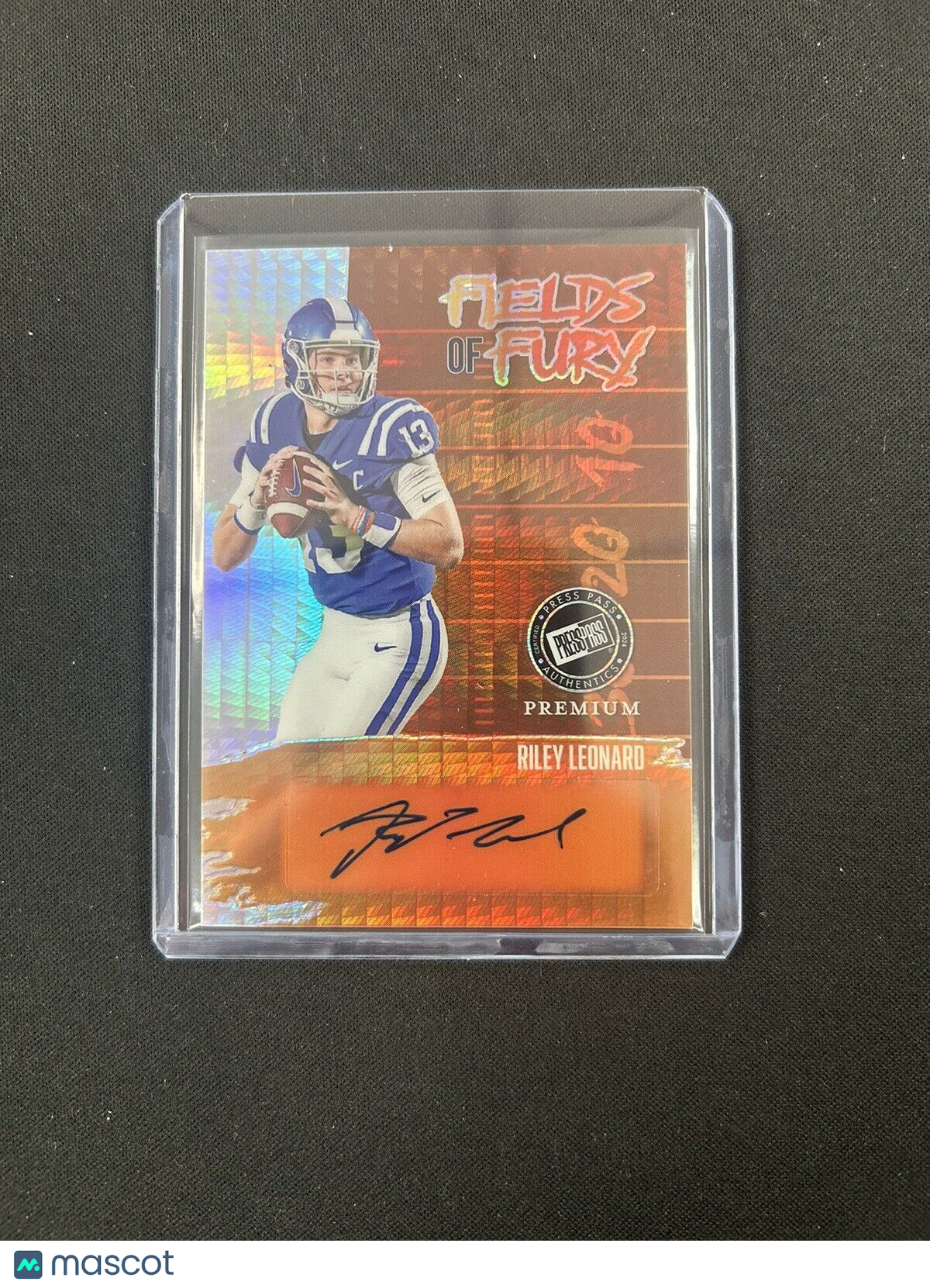 2024 Leaf Press Pass Premium Fields of Fury auto Riley Leonard /25