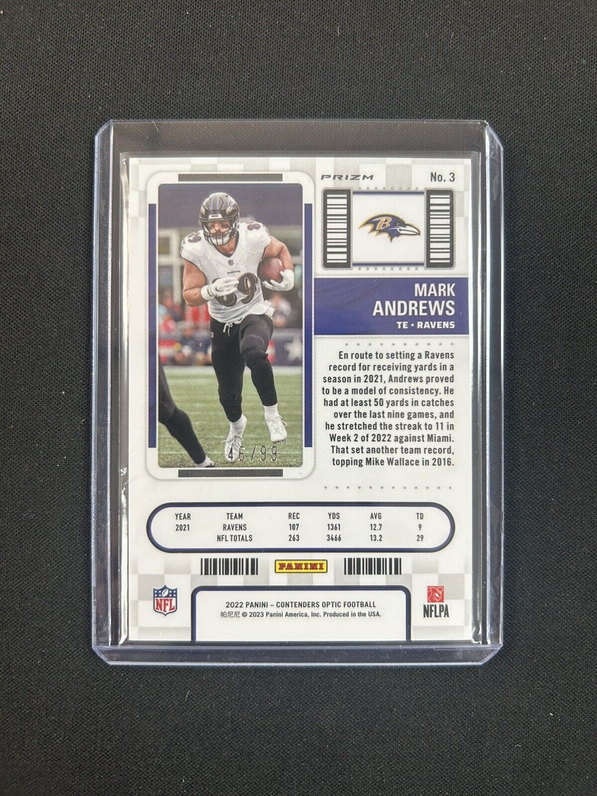 2022 Panini Contenders Optic Blue Season Ticket Mark Andrews /99