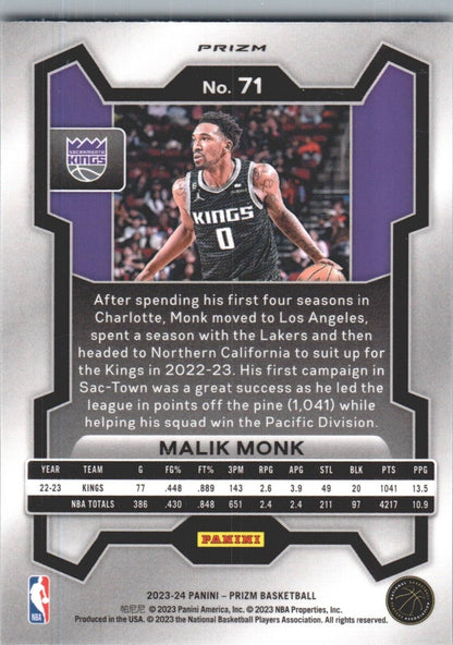 2023-24 Panini Prizm - Ice Prizm #71 Malik Monk