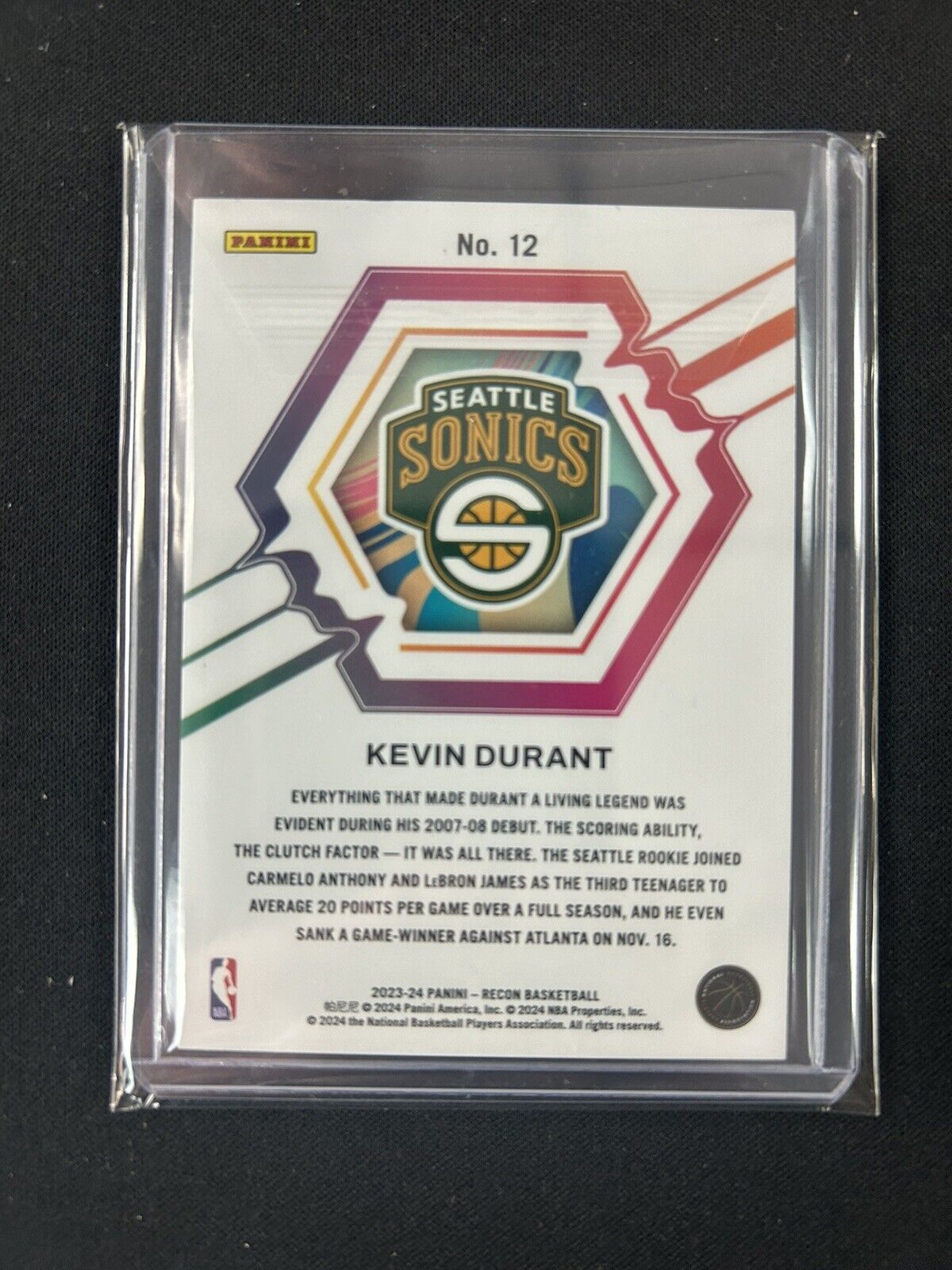 2023-2024 Panini Recon Rookie Review #12 Kevin Durant /75 Supersonics