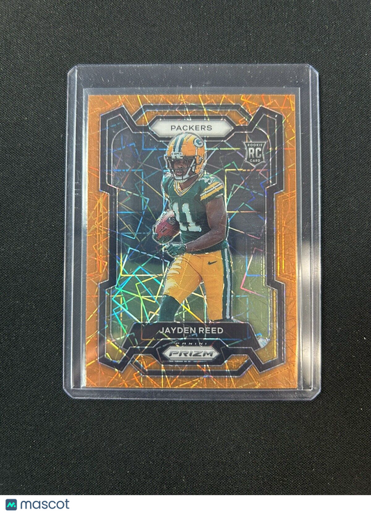 Jayden Reed 2023 Panini Prizm Orange Lazer RC #334 Green Bay Packers