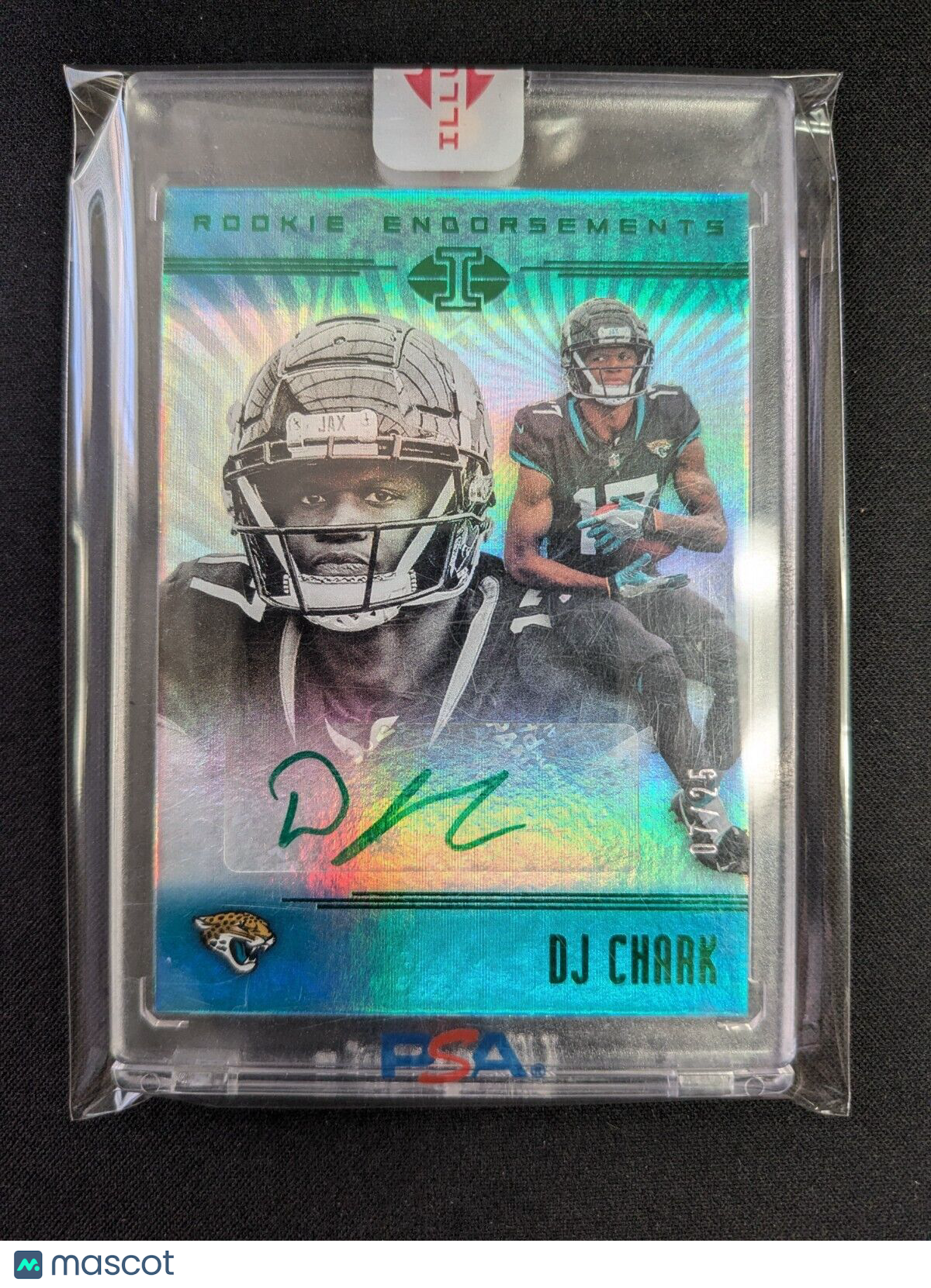 2018 PANINI ILLUSIONS ROOKIE ENDORSEMENTS GREEN DJ CHARK AUTO #'D 7/25