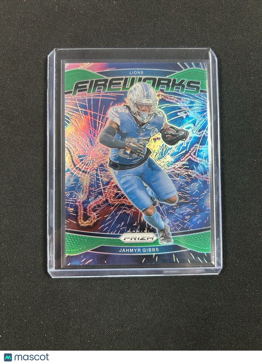 2024 Panini Prizm Fireworks Green #7 Jahmyr Gibbs