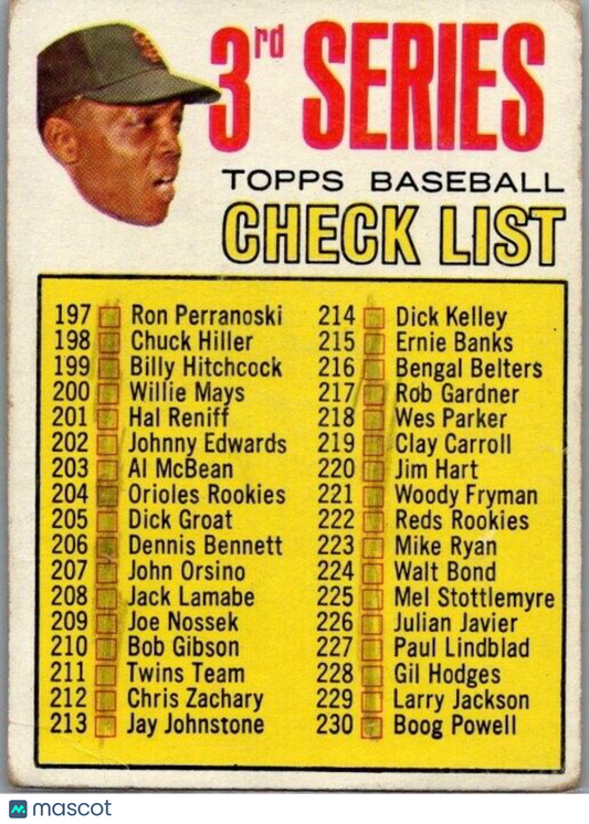 1967 Topps - 214 is Dick Kelley #191 Willie Mays