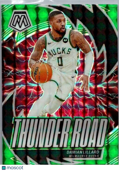 2023-24 Panini Mosaic #2 Damian Lillard Thunder Road Green Mosaic