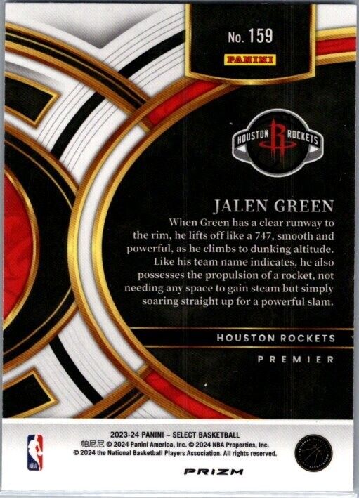 2023-24 Panini Select - Premier Level #159 Jalen Green Blue Cracked Ice