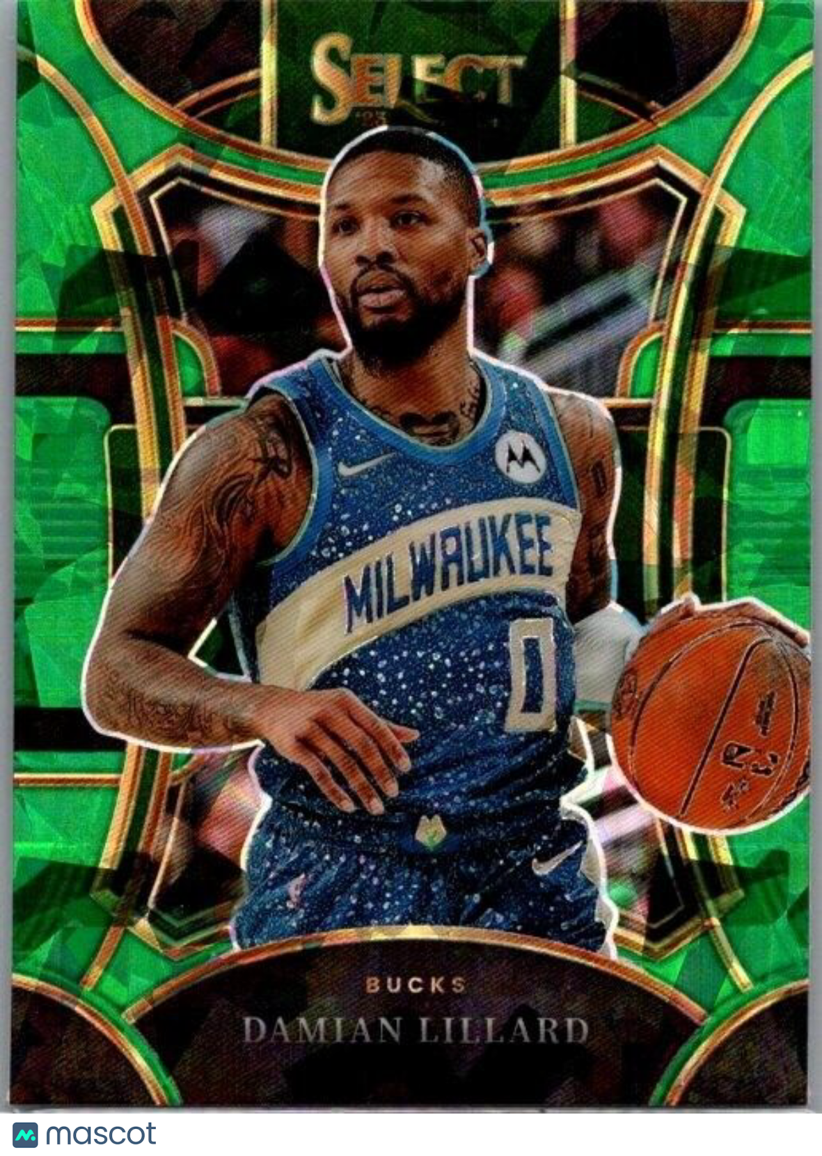 2023-24 Panini Select - Mezzanine Level #338 Damian Lillard Green Cracked Ice SP