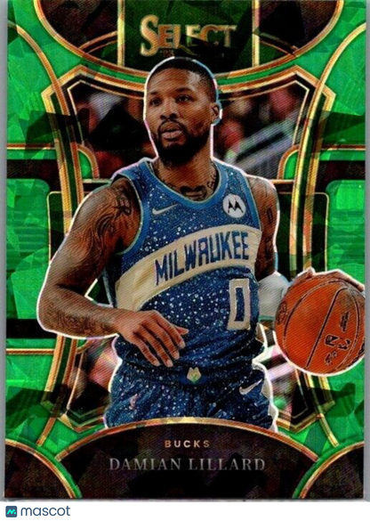 2023-24 Panini Select - Mezzanine Level #338 Damian Lillard Green Cracked Ice SP