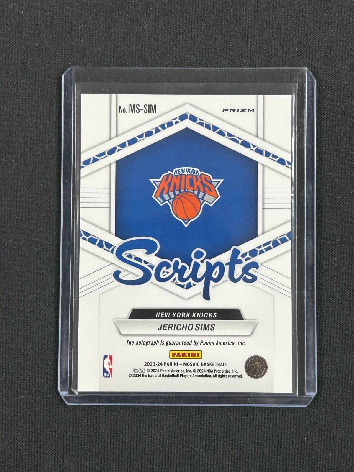 2023-24 Panini Mosaic Sivler Scripts #MS-SIM Jericho Sims (AU)