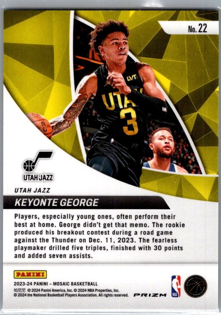 2023-24 Panini Mosaic Keyonte George #22 Elevate Green Mosaic Rookie