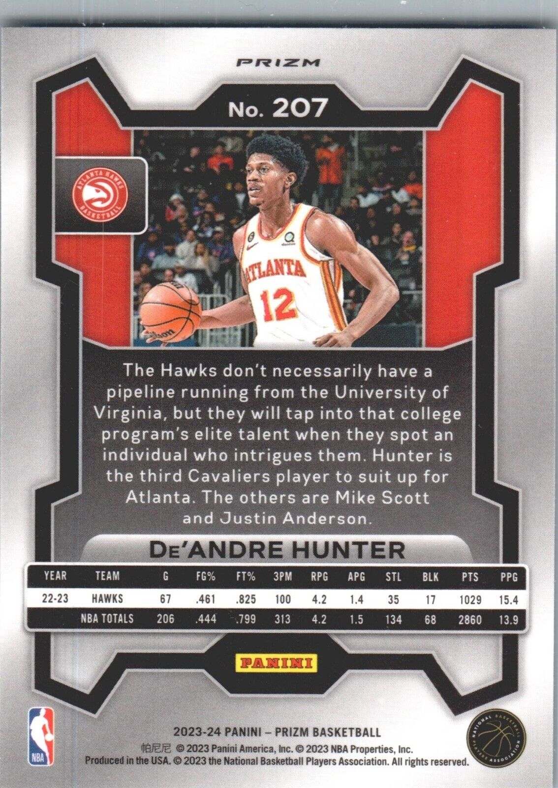 2023-24 Panini Prizm - Ice Prizm #207 De'Andre Hunter