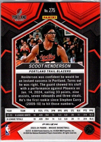 2023-24 Panini Mosaic Scoot Henderson #275 Silver City Edition