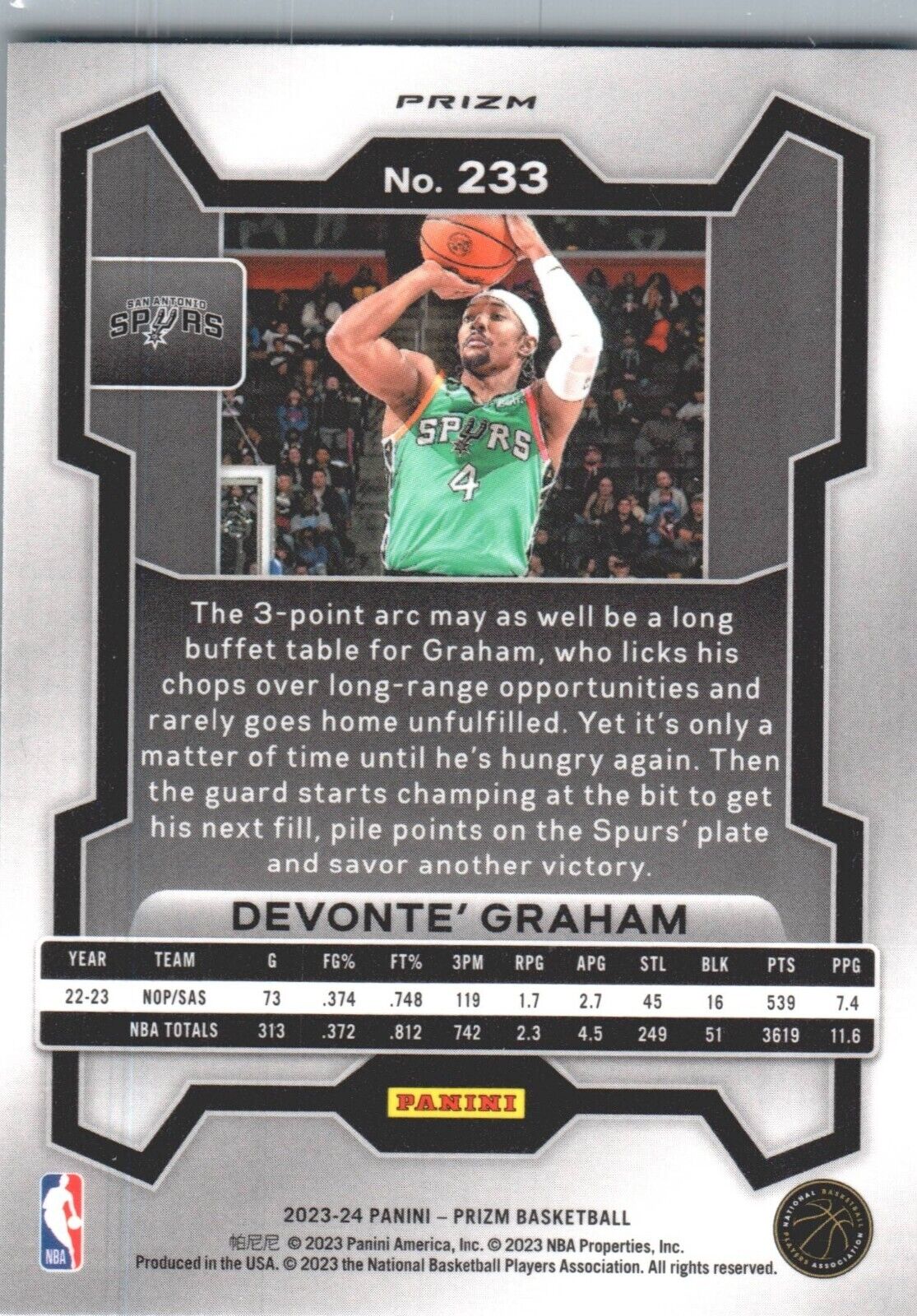 2023-24 Panini Prizm - Green Prizm #233 Devonte' Graham