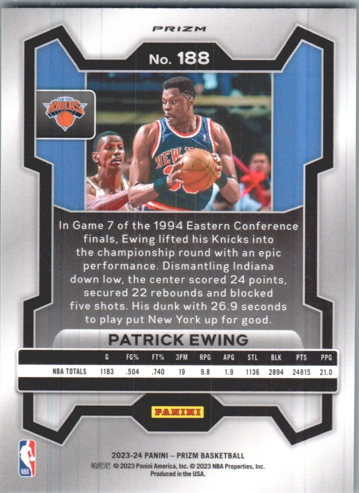 2023-24 Panini Prizm - Green Prizm #188 Patrick Ewing