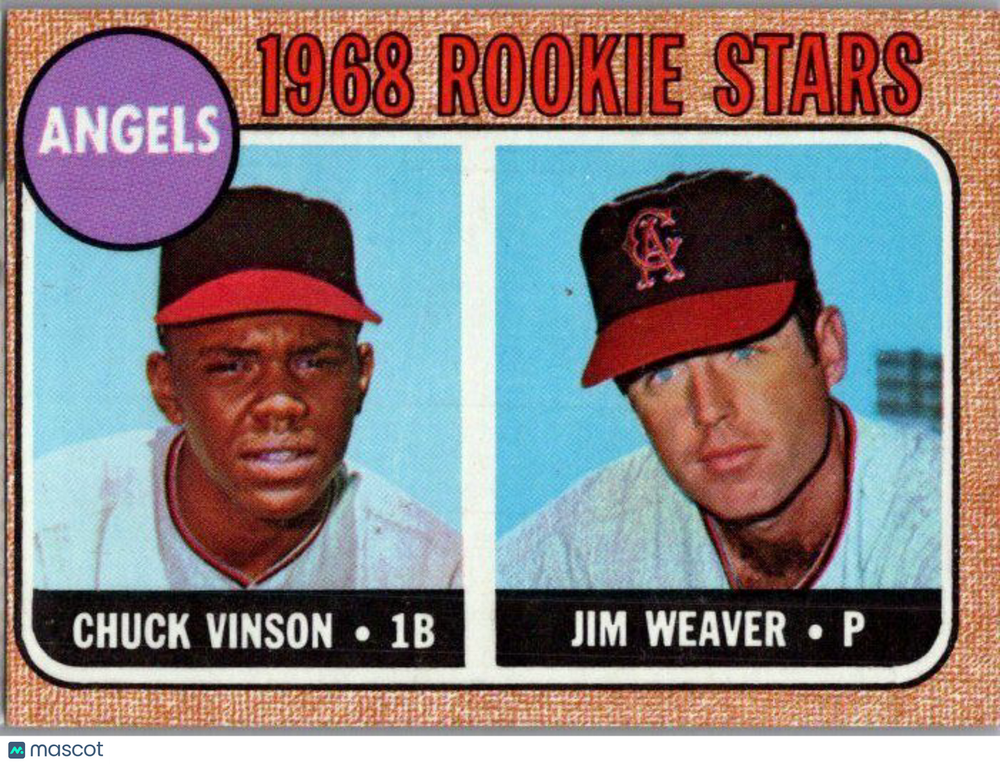 1968 Topps #328 Angels 1968 Rookie Stars (Chuck Vinson / Jim Weaver)