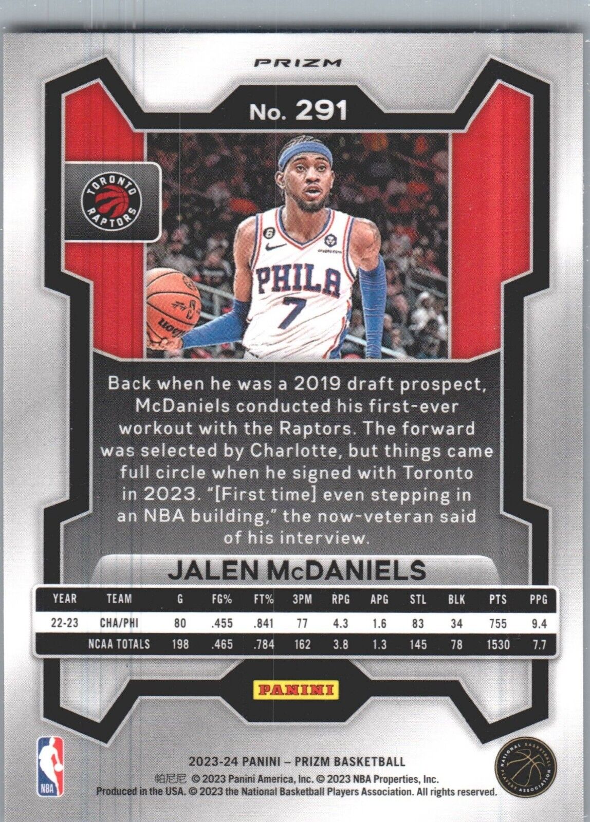 2023-24 Panini Prizm - Orange Ice #291 Jalen McDaniels