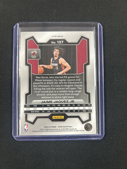 2023-24 Panini Prizm RC Pink Cracked Ice Prizm #137 Jaime Jaquez Jr.