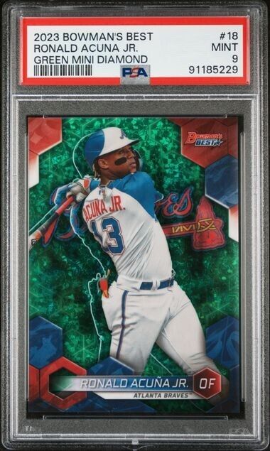 2023 Topps Bowmans Best Green Mini Diamond #18 Ronald Acuna Jr /99 PSA MINT 9