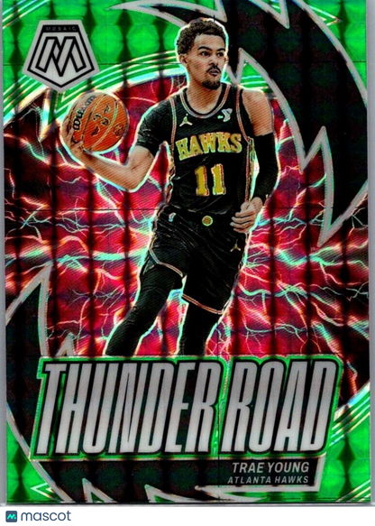 2023-24 Panini Mosaic Trae Young #11 Thunder Road Green Mosaic