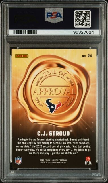 2023 Panini Zenith Blue Zeal of Approval #24 CJ Stroud PSA GEM MT 10