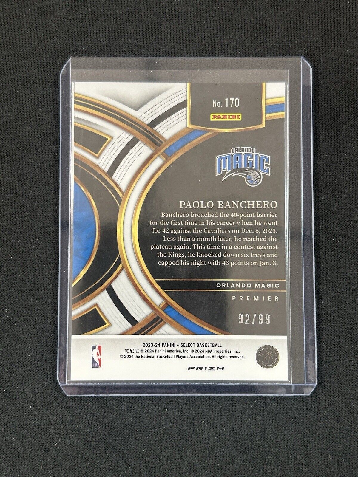 2023 Panini Select Premier Blue Shimmer Paolo Banchero /99