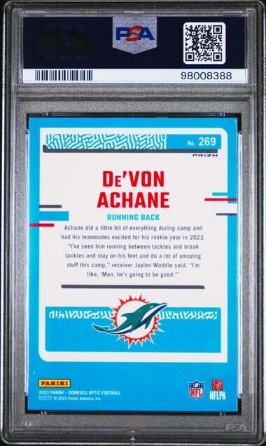 2023 Panini Donruss Optic Stars #269 De'von Achane PSA MINT 9