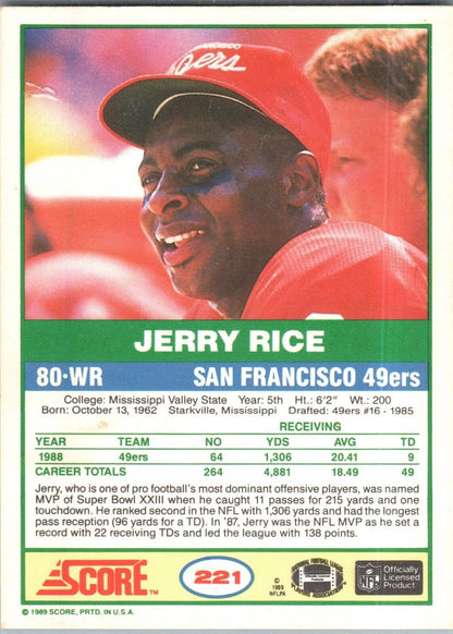 1989 Score - #221 Jerry Rice