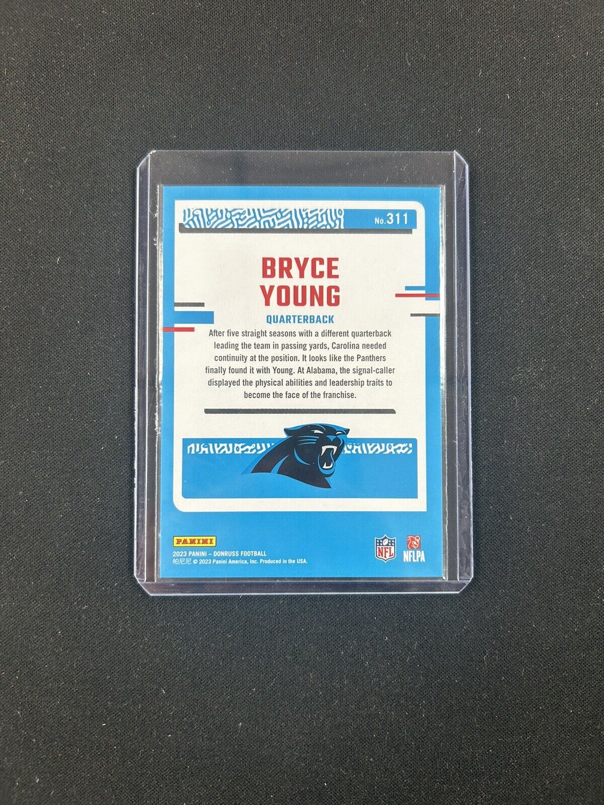 2023 DONRUSS FOOTBALL RATED ROOKIE PANTHERS RC BRYCE YOUNG