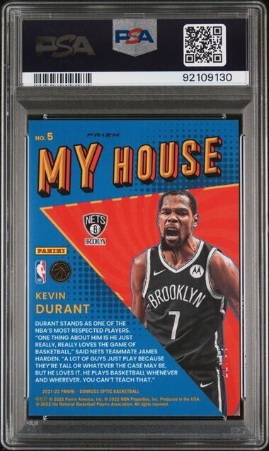 2021 Panini Donruss Optic My House Orange #5 Kevin Durant /39 PSA MINT 9