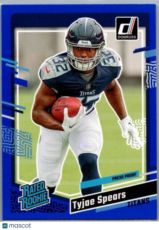 2023 Donruss Rated Rookie Press Proof Blue Tyjae Spears #396