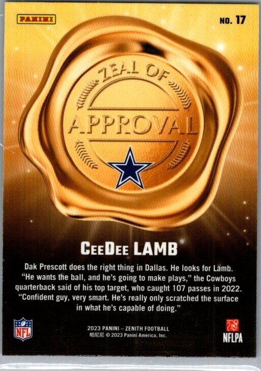 2023 Panini Zenith - Zeal of Approval #17 CeeDee Lamb