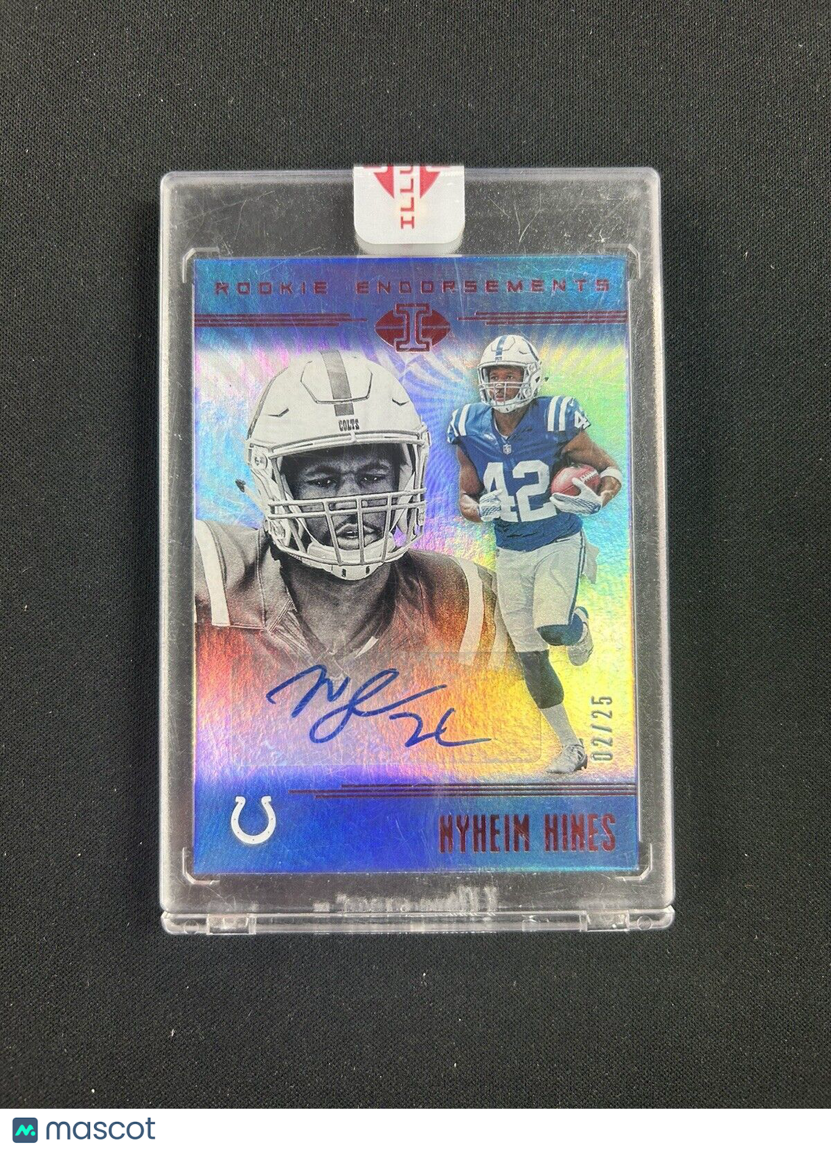 2018 PANINI ILLUSIONS FOOTBALL NYHEIM HINES ROOKIE ENDORSEMENTS AUTO RED /25