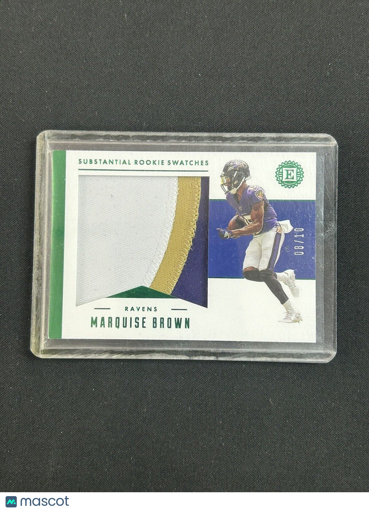 2019 Panini Encased Substantial Rookie Swatches Green Marquise Brown /10