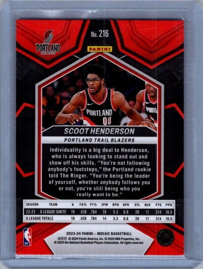 2023-24 Panini Mosaic Scoot Henderson #216 RC