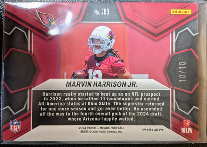 2024 MOSAIC MARVIN HARRISON JR NFL DEBUT FLUORESCENT BLUE PRIZM /10 #283 SSP